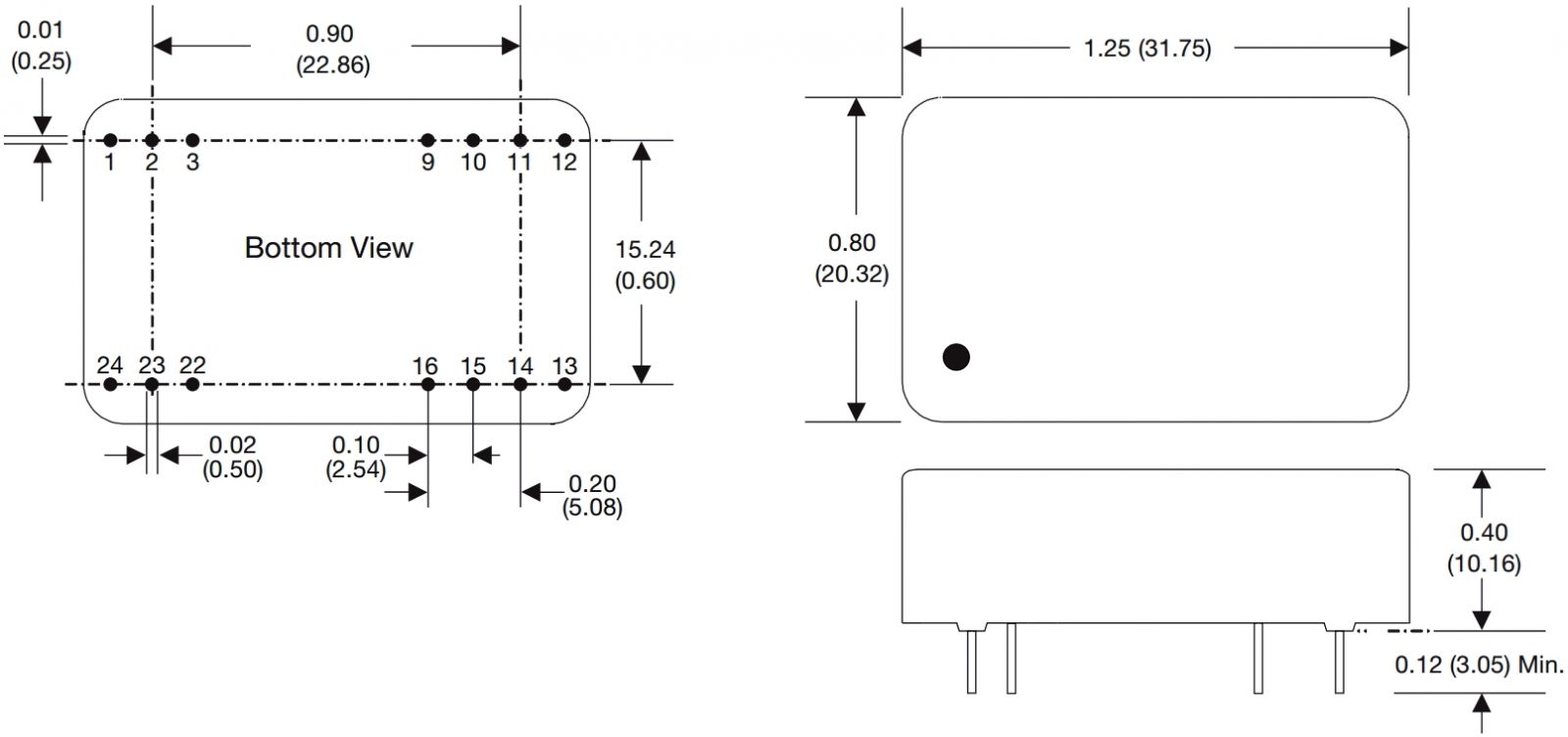 ממיר מתח DIP DC XP POWER JCB0312D12